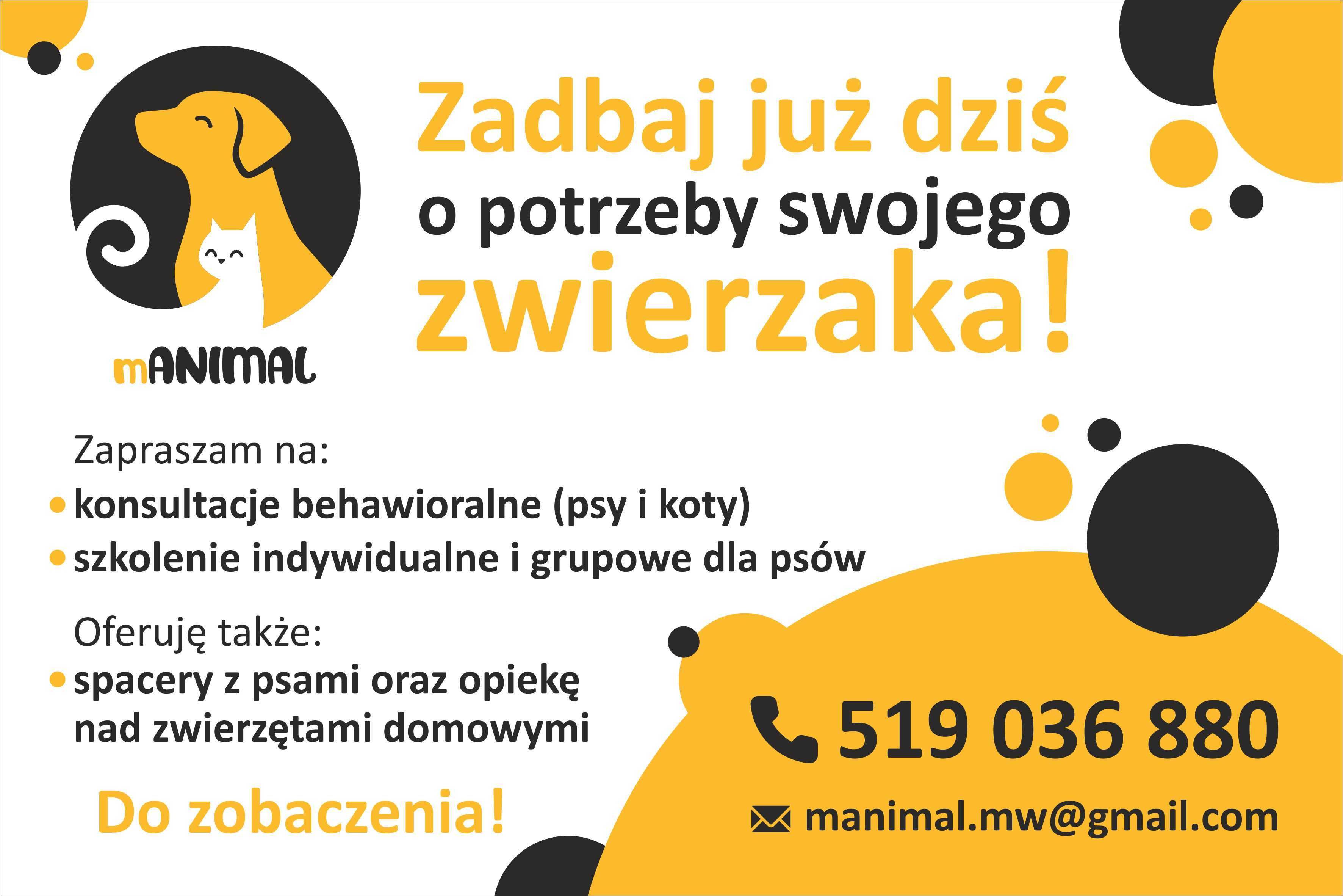 Szkoła dla psów, behawiorysta, opieka nad zwierzętami