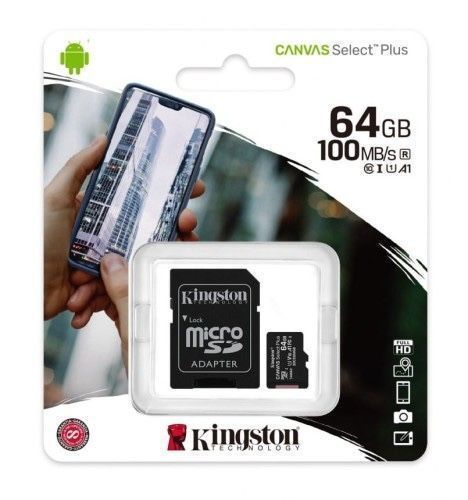 Kingston Karta Pamięci Microsd 64Gb Canvas Select Plus 100Mb/S Adapter