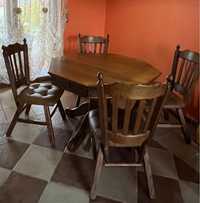 Stół dębowy i 4 krzesła
