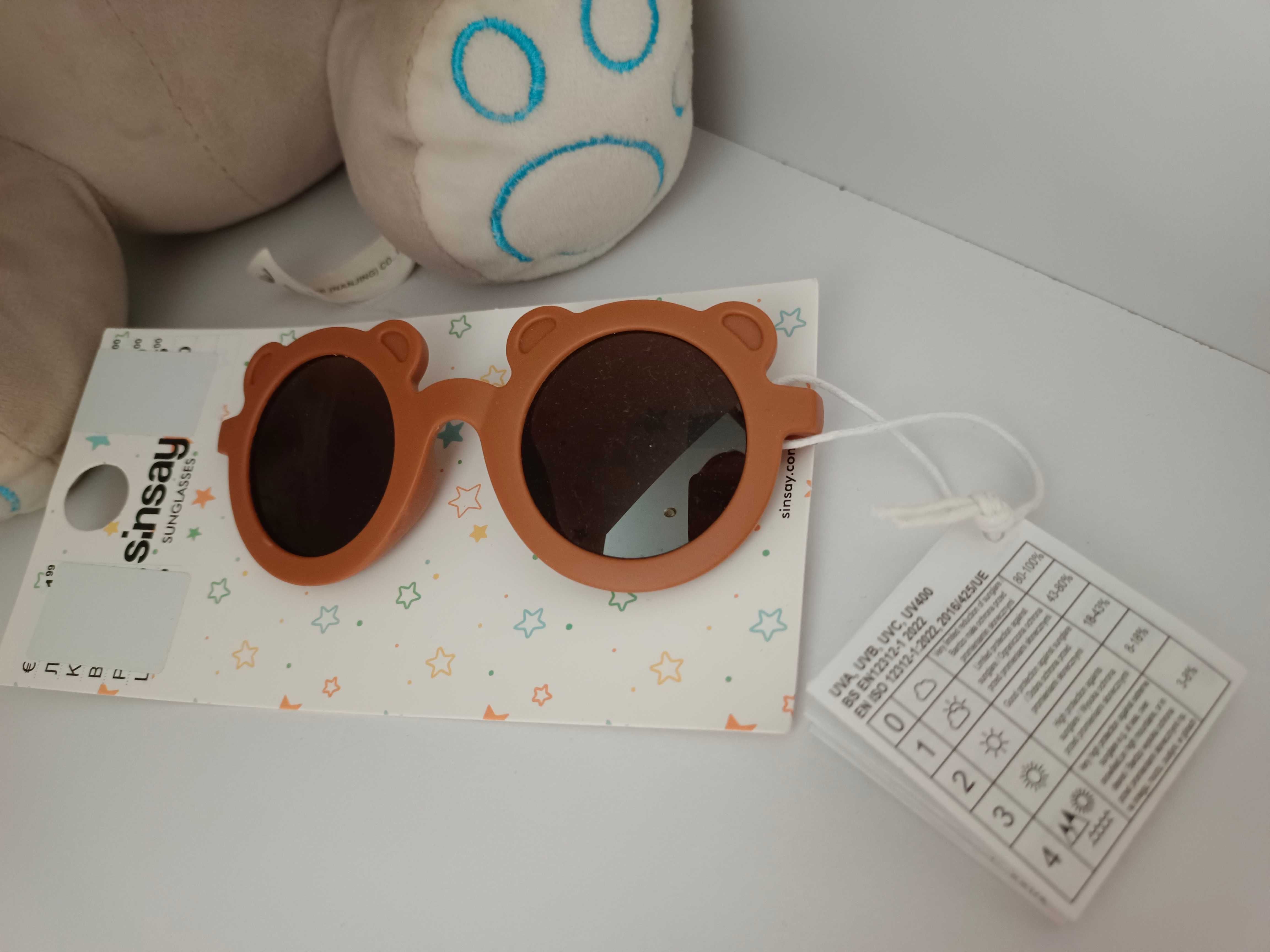 Nowe okulary przeciwsłoneczne miś UV400 brązowe dla dzieci brązowe