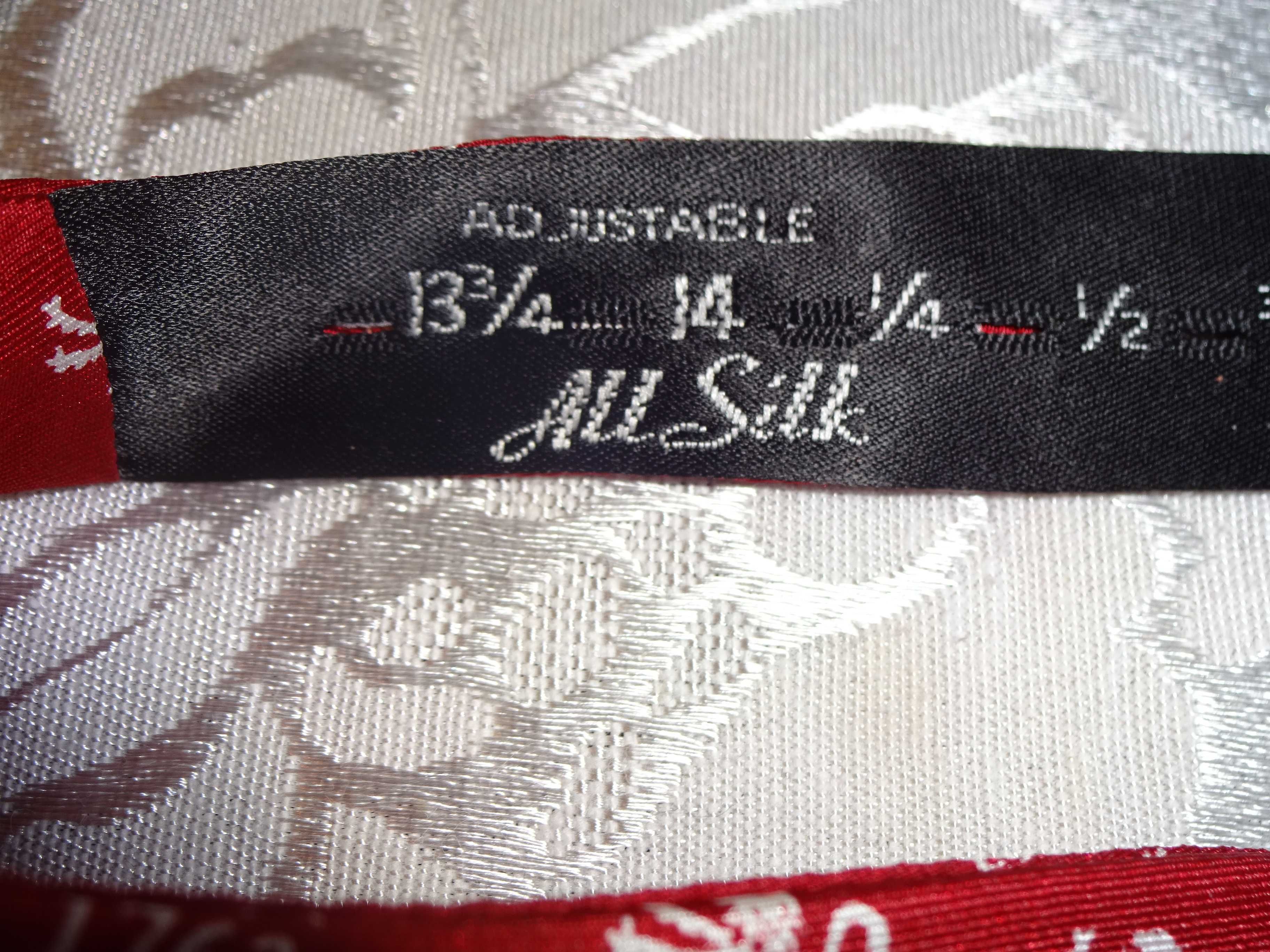 LUX Rivetz of Boston 100% SILK jedwabna czerwona wiązana mucha muszka