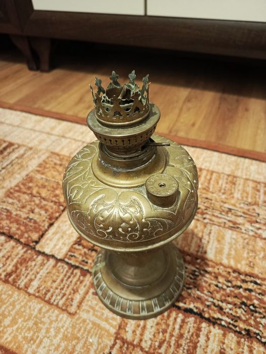 Duża mosiężna LAMPA NAFTOWA