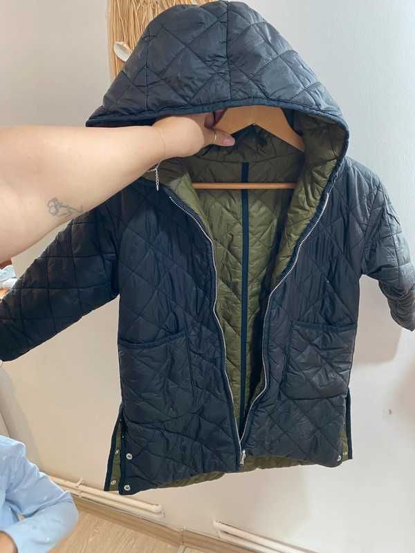 Płaszcz pikowany 116 czarny khaki 2stronna kurtka płaszczyk Zara