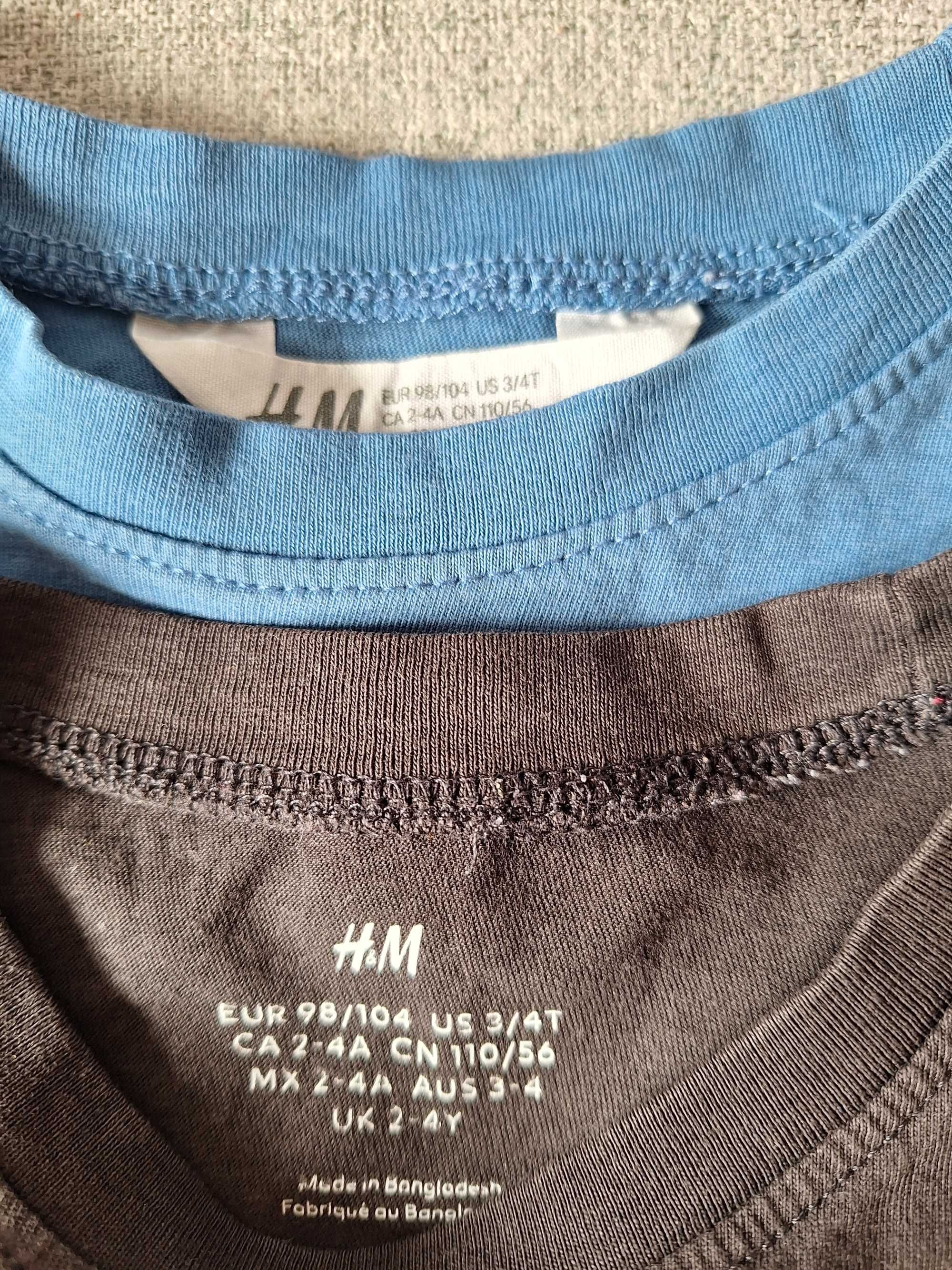 Trzy t-shirty H&M, rozmiar 98/104.
