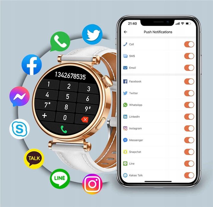 Smartwatch Damski Zegarek Rozmowy Powiadomienia Sport Zdrowie Polskie