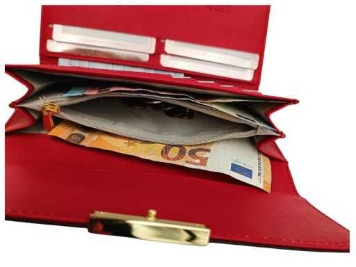 Portfel skórzany damski czerwony skóra ekologiczna gratis etui klucze