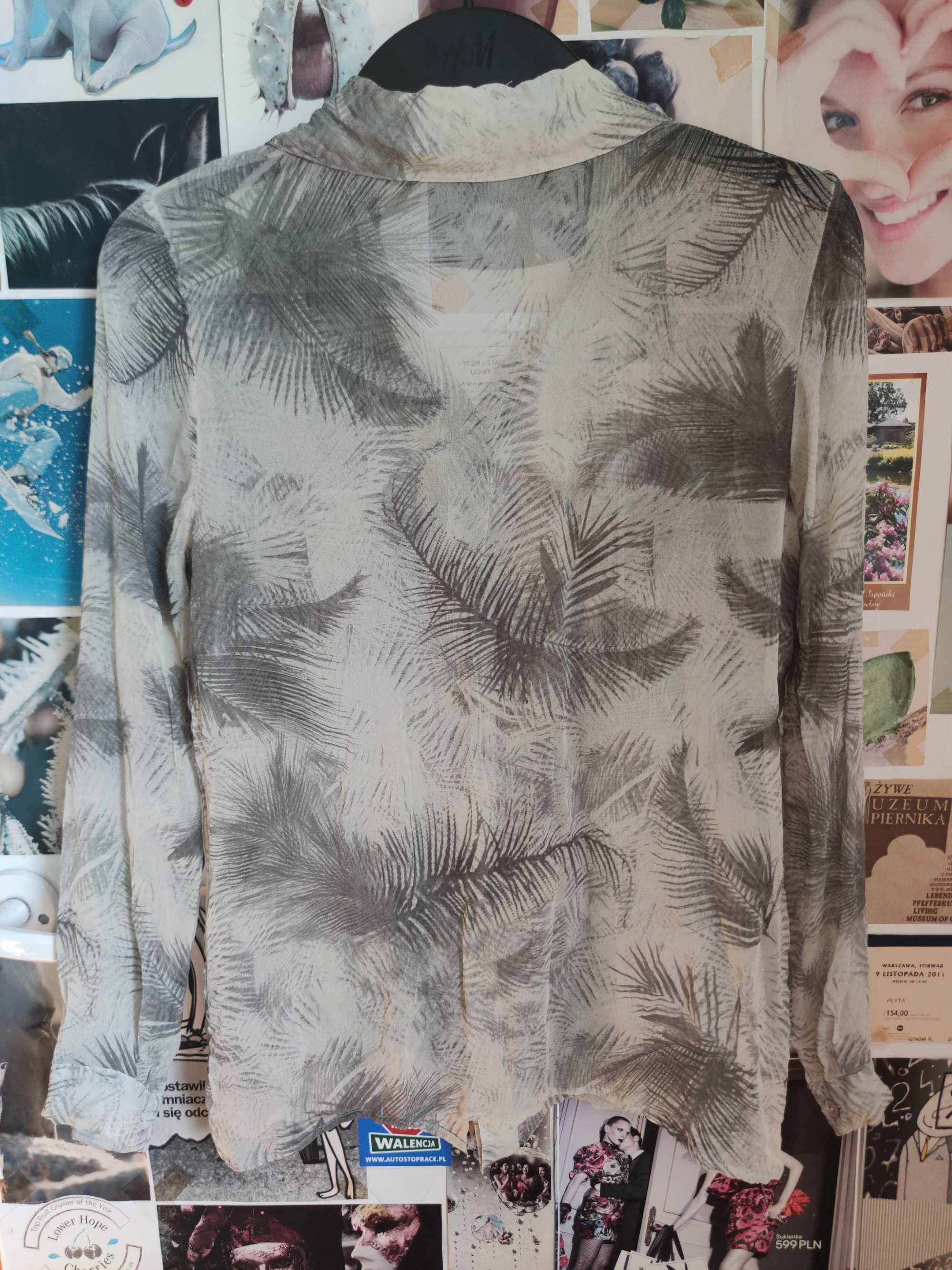 intimissimi silk koszula jedwabna zielona liscie palmy mgielka M 38