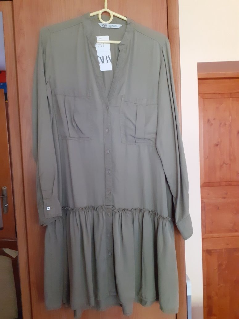 Zara nowa khaki sukienka 34 Xs