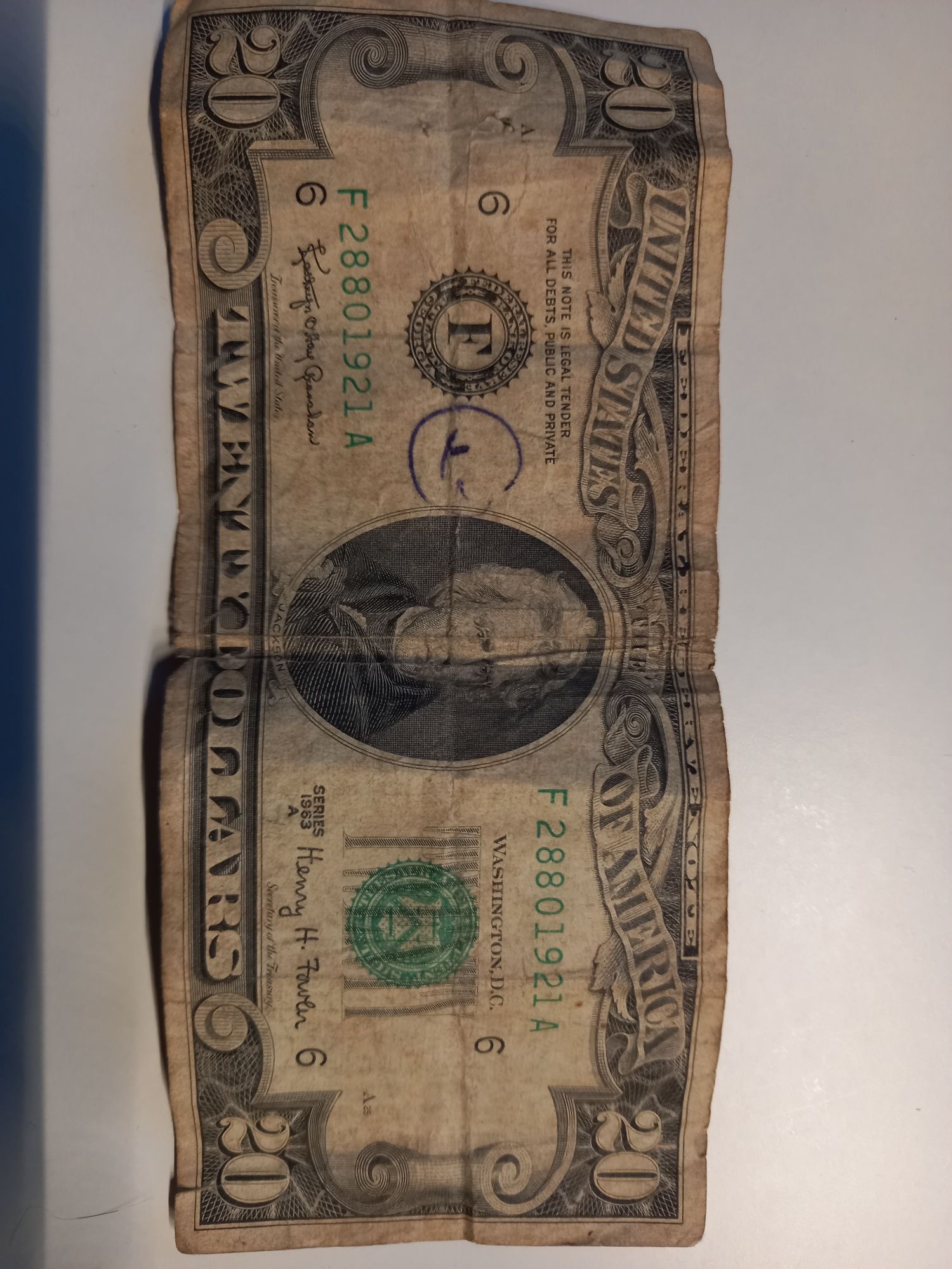 20 Dolarów -  1963 seria A Henry H. Fowler