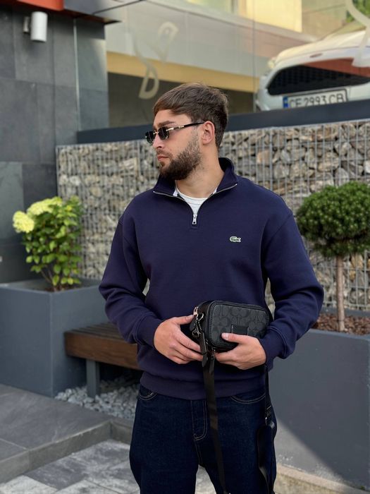 1/3 zip Lacoste/ олд мані светр лакост/ кофта лакосте на замку синя