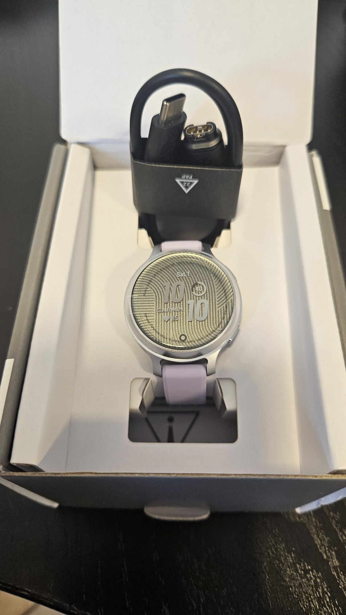 Smartwatch zegarek Garmin Lily 2 Active Srebrny z liliowym paskiem