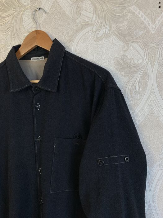 Черная шерстяная рубашка с длинным рукавом овершот stone island aw2009