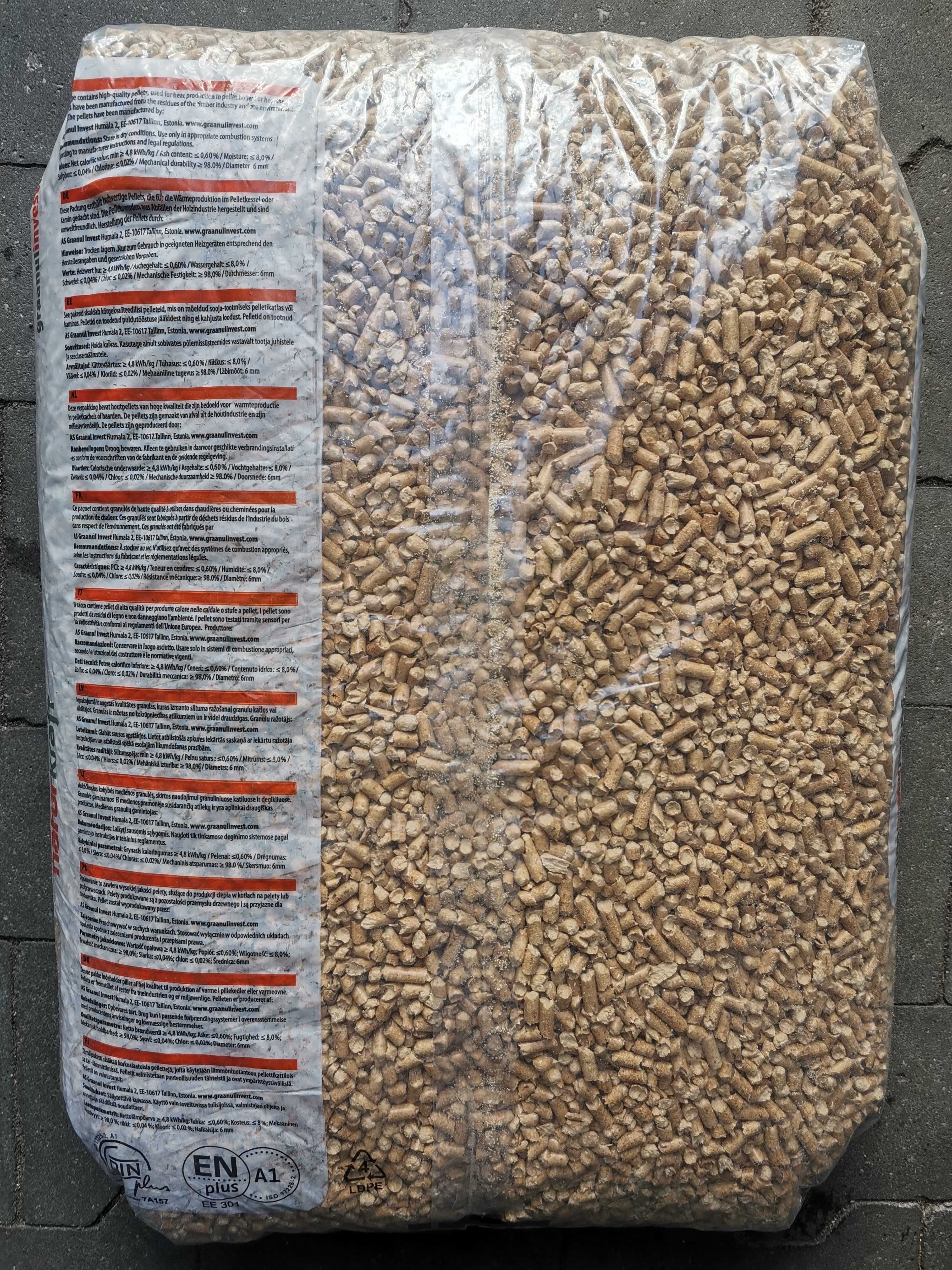 Pellet Drzewny 6mm, Certyfikat EN+A1, DIN+, Pellet Premium,