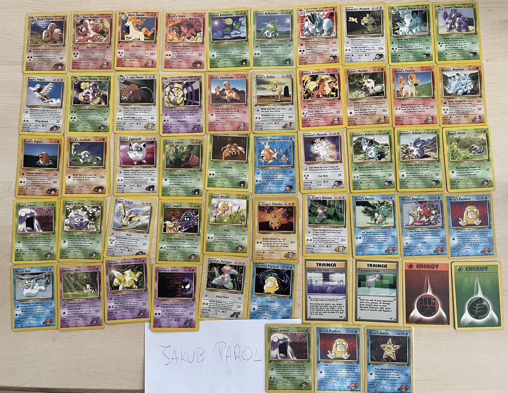 Karty Pokemon Base Set, Jungle, Fossil, Team Rocket, Gym Heroes/Chall