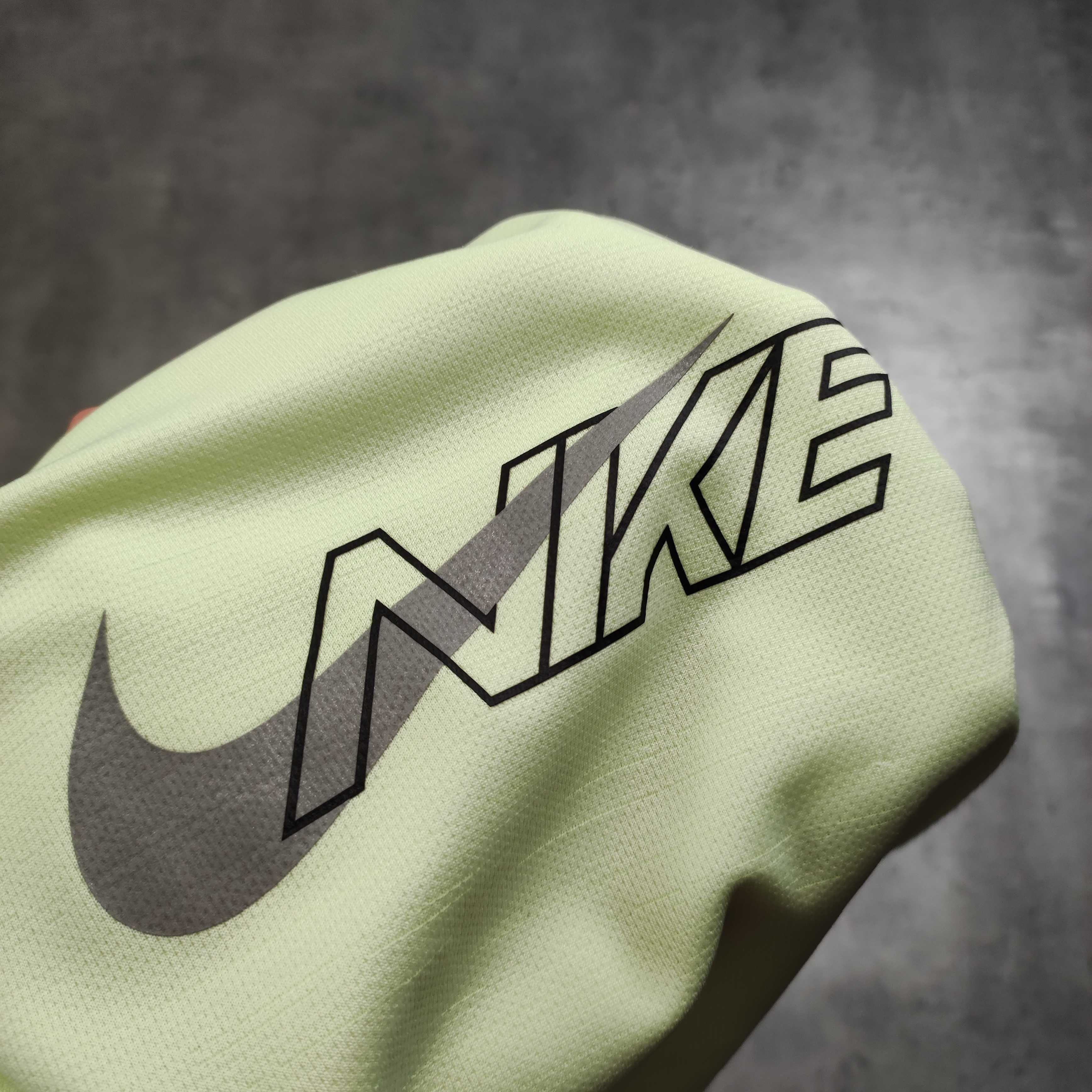 MĘSKA Koszulka Sportowa Limonka Treningowa Nike Dri-Fit Bieganie Logo
