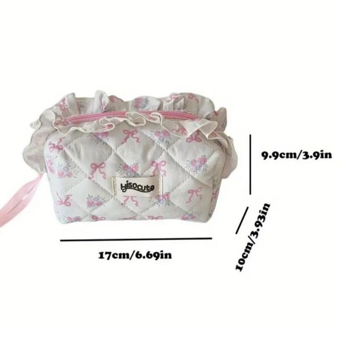 Маленька містка дорожня косметичка з бантом