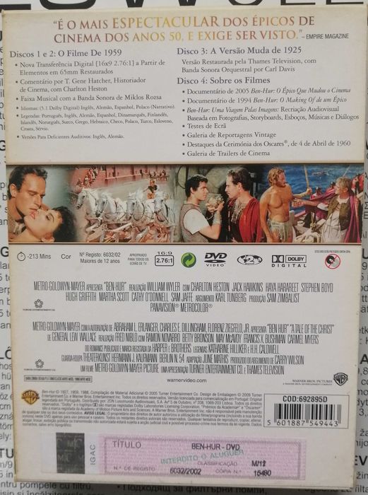 Ben Hur William Wyler ( 4 dvds Ed. Especial 50 aniversario) RARIDADE