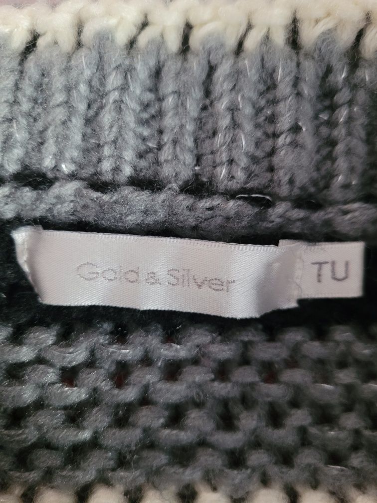 Świetny sweter  swetr w paski L/XL ciepły zimowy wiskoza moher