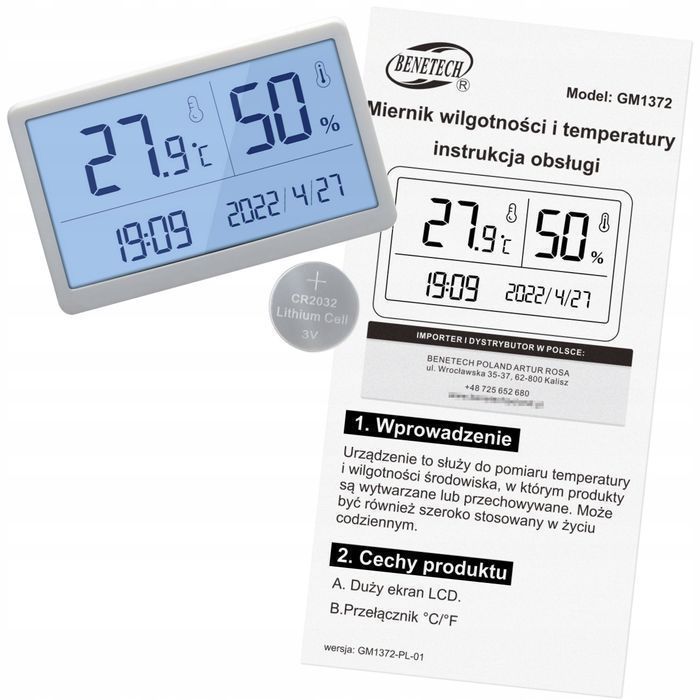 Termohigrometr higrometr termometr wilgotność temp