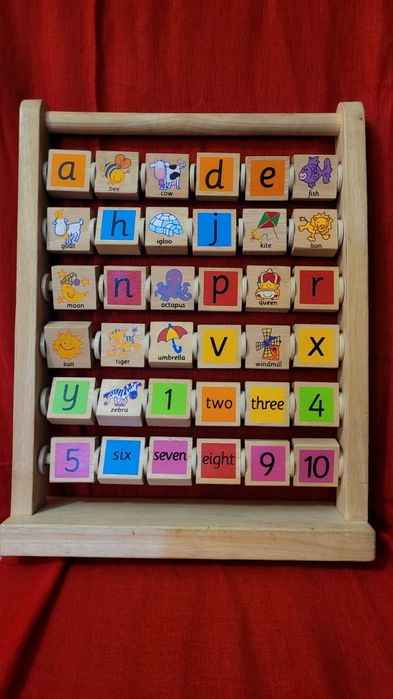 Drewniane liczydło z allfabetem i nauką angielskiego- edukacyjna zabaw