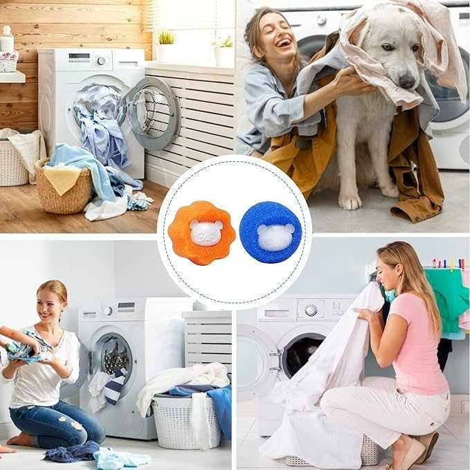 Kulki kule do prania pralki antykłaczki zbierające sierść włosy 6 szt