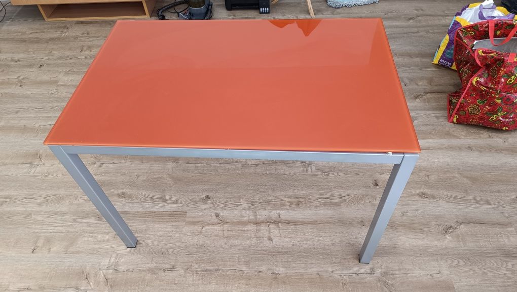 Mesa tampo laranja vidro 110x70x75 + 4 cadeiras NOVO PREÇO