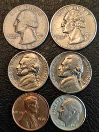 Monety USA ¼ dolara, 1995 r. / 5 centów, 1988 r.