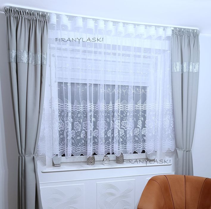 Firana FIRANKI do pokoju kuchni sypialni wzór kwiatowy