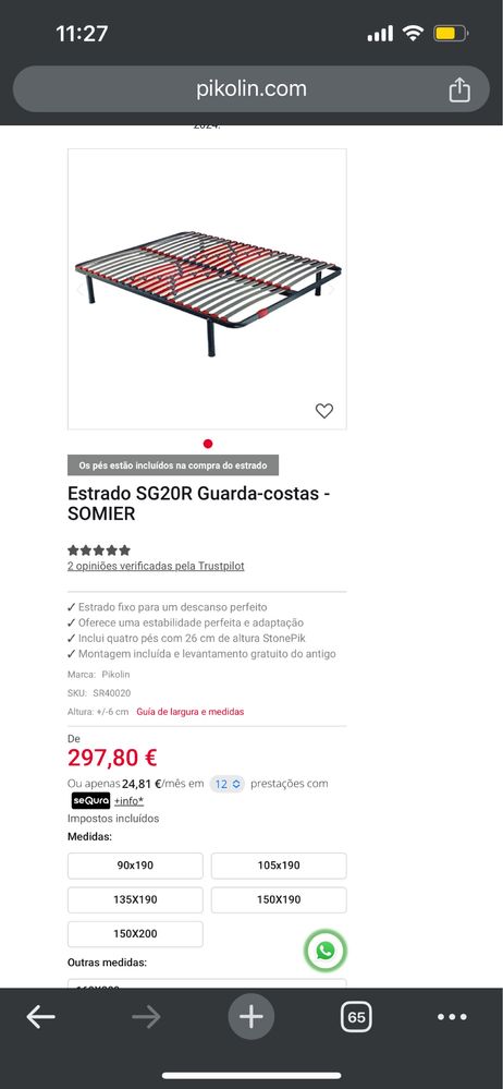 Estrutura de cama Pikolin com cabeceira de madeira maciça led embutido