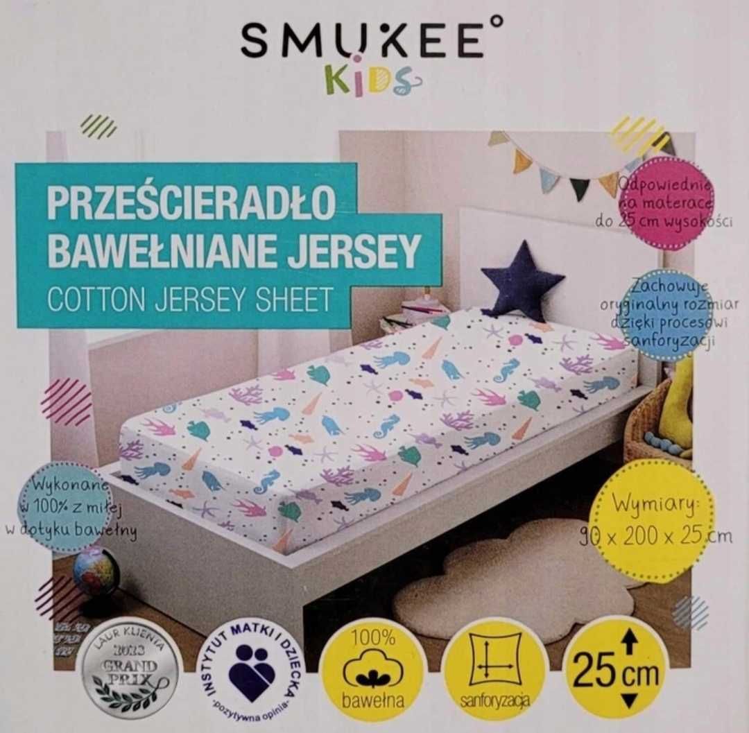 PRZEŚCIERADŁO Z GUMKĄ 90x200 Kolorowe Morskie Zwierzaki