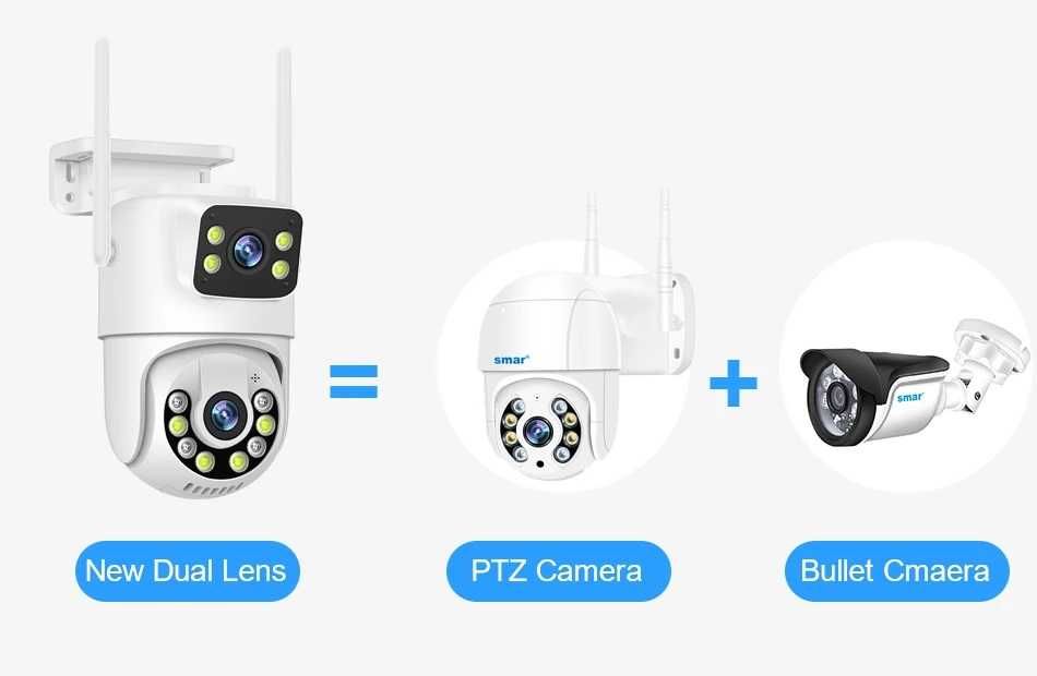 Kit CCTV câmaras rotativas 2 lentes videovigilância 8CH 4 câmaras WiFi