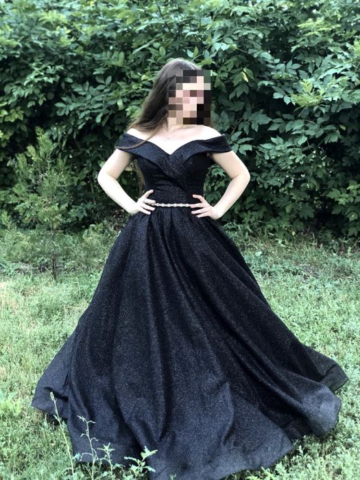 Чорна випускна/вечірня сукня з блискітками