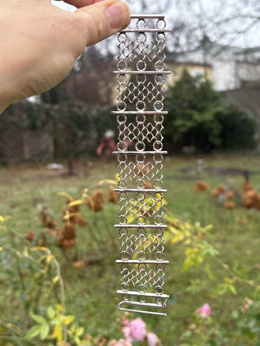 Bransoletka srebrna kolczuga. PRL biżuteria. Na wzór Orno autorska