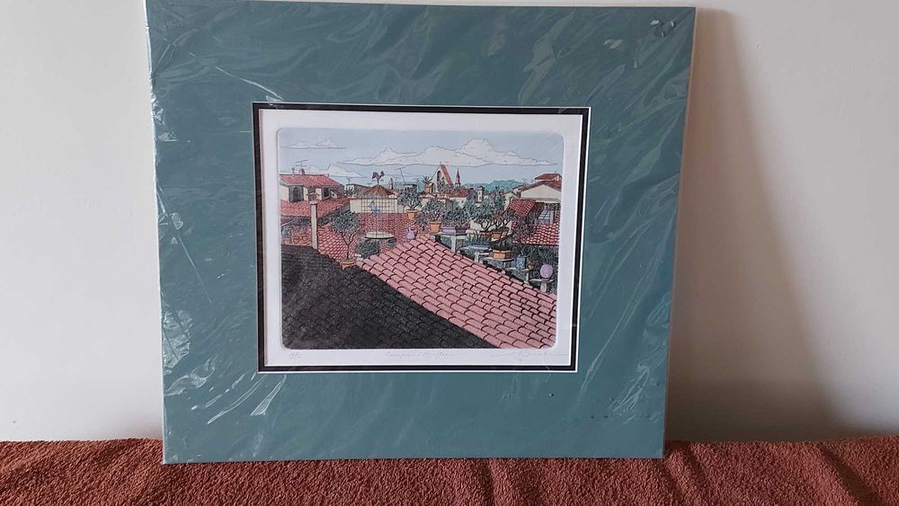 Leo P. Donahue – oryginalna akwaforta „European Rooftops”