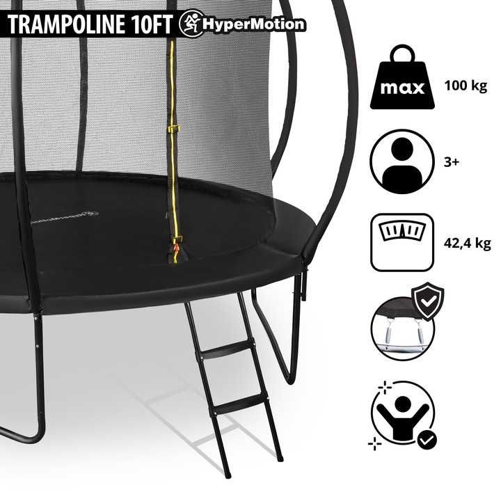 NOWA Trampolina Dla Dzieci Ogrodowa Drabinka Siatka Szybkoschnąca 10FT