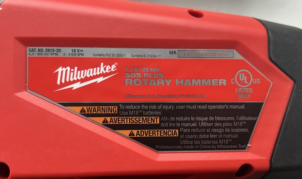 Акумуляторний перфоратор Miwaukee m18 2915-20