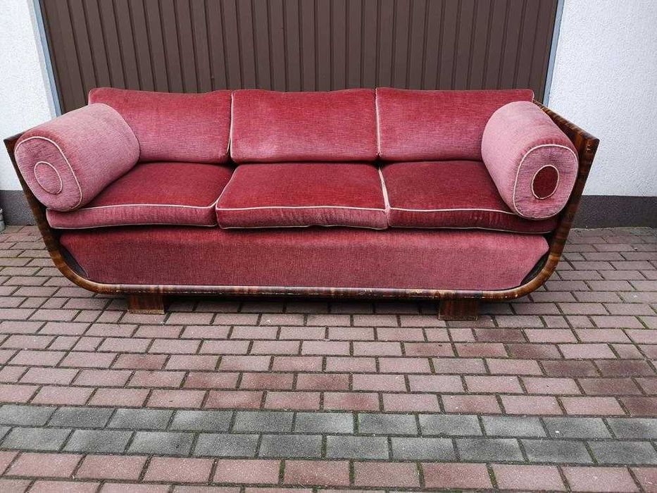 Sofa, Kanapa Art-Deco Unikat Tulipan Palisander Stara Antyk.