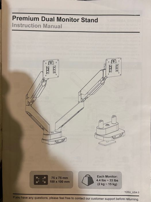 Regulowany PODWÓJNY Uchwyt Biurkowy do Monitora 13-32"