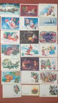 открытки с новым годом чистые рисованные, цена за 1 шт