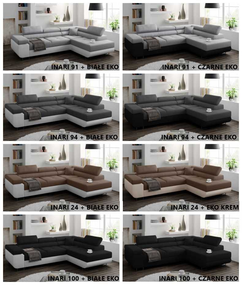 Rozkładany Narożnik MALMO kanapa sofa REGULOWANE ZAGŁÓWKI łóżko