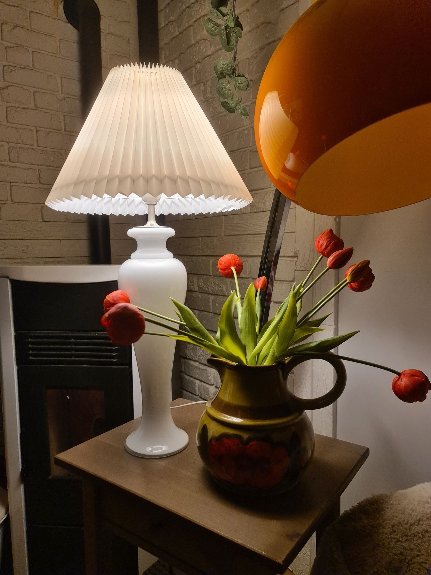 Duńska lampa vintage Holmegaard szkło opalowe