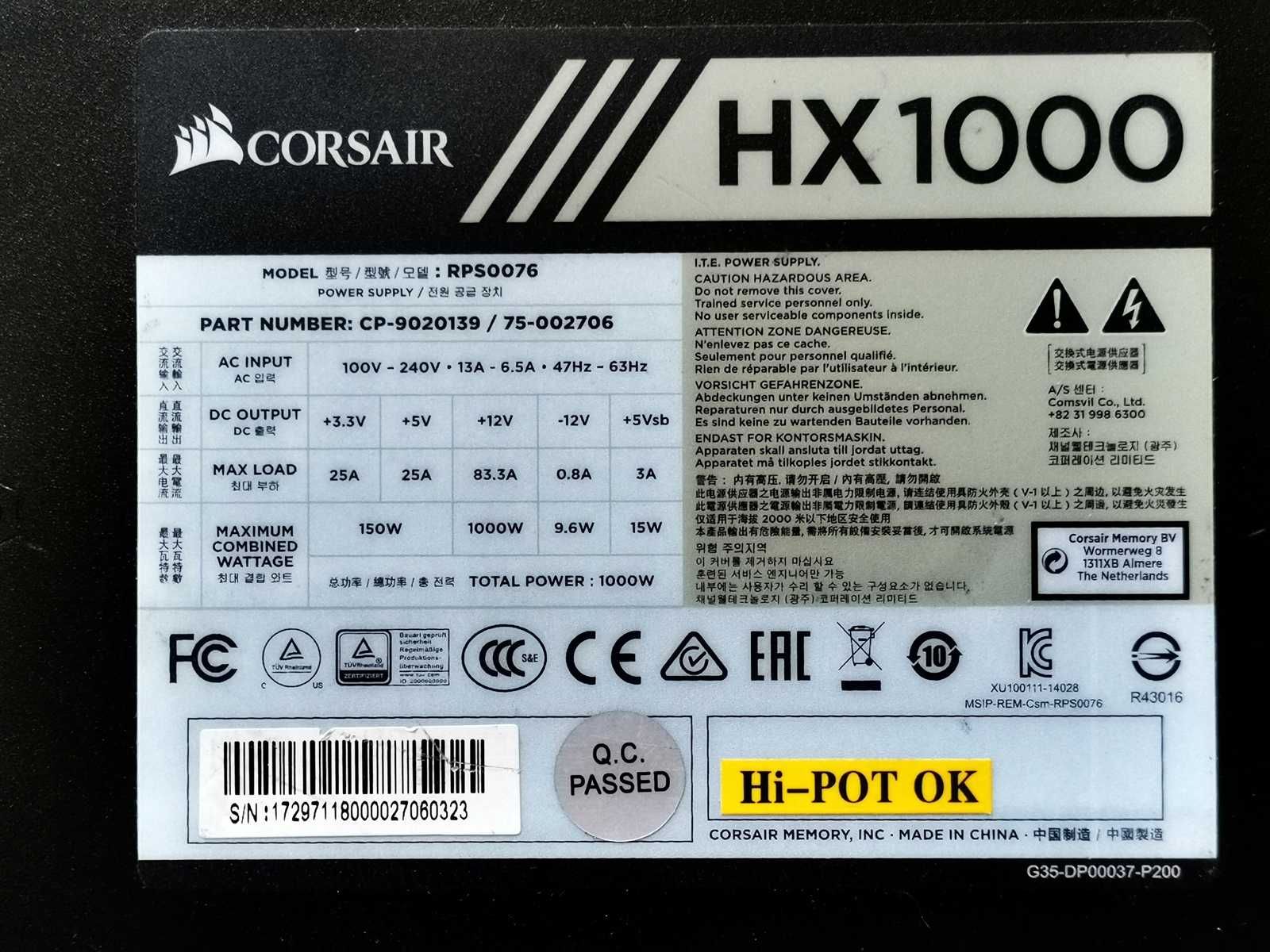 ZasiLacz 1000W - CoRsaiR Hx1000