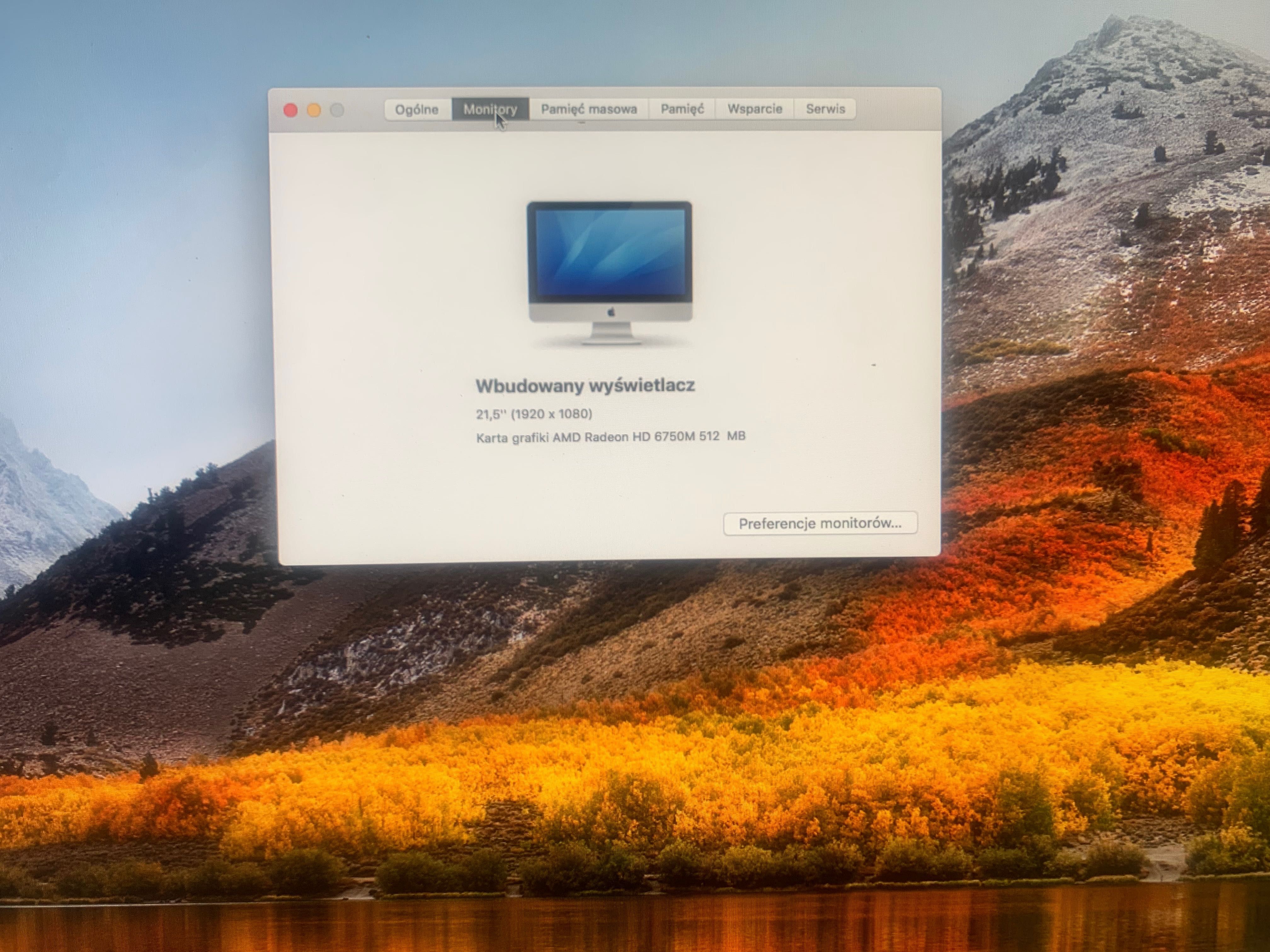Apple IMac 21.5cala i5 2.5GHz ram 16GB