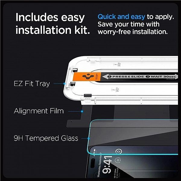 Szkło hartowane Spigen Glas.tR Ez Fit na iPhone 15 Pro Max - 2 szt.