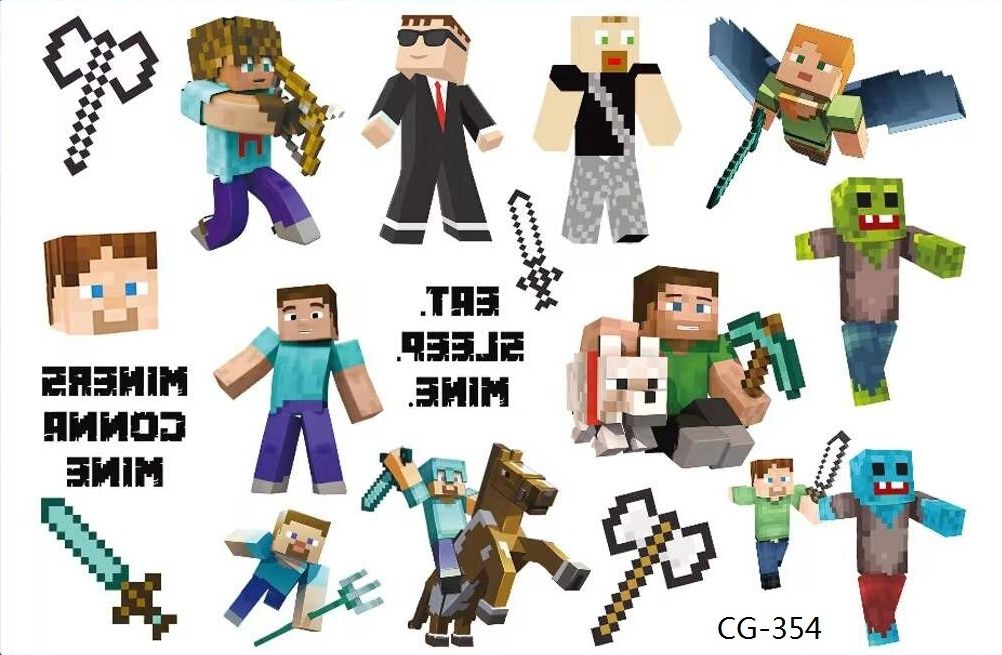 Tatuaże zmywalne dla dzieci Minecraft