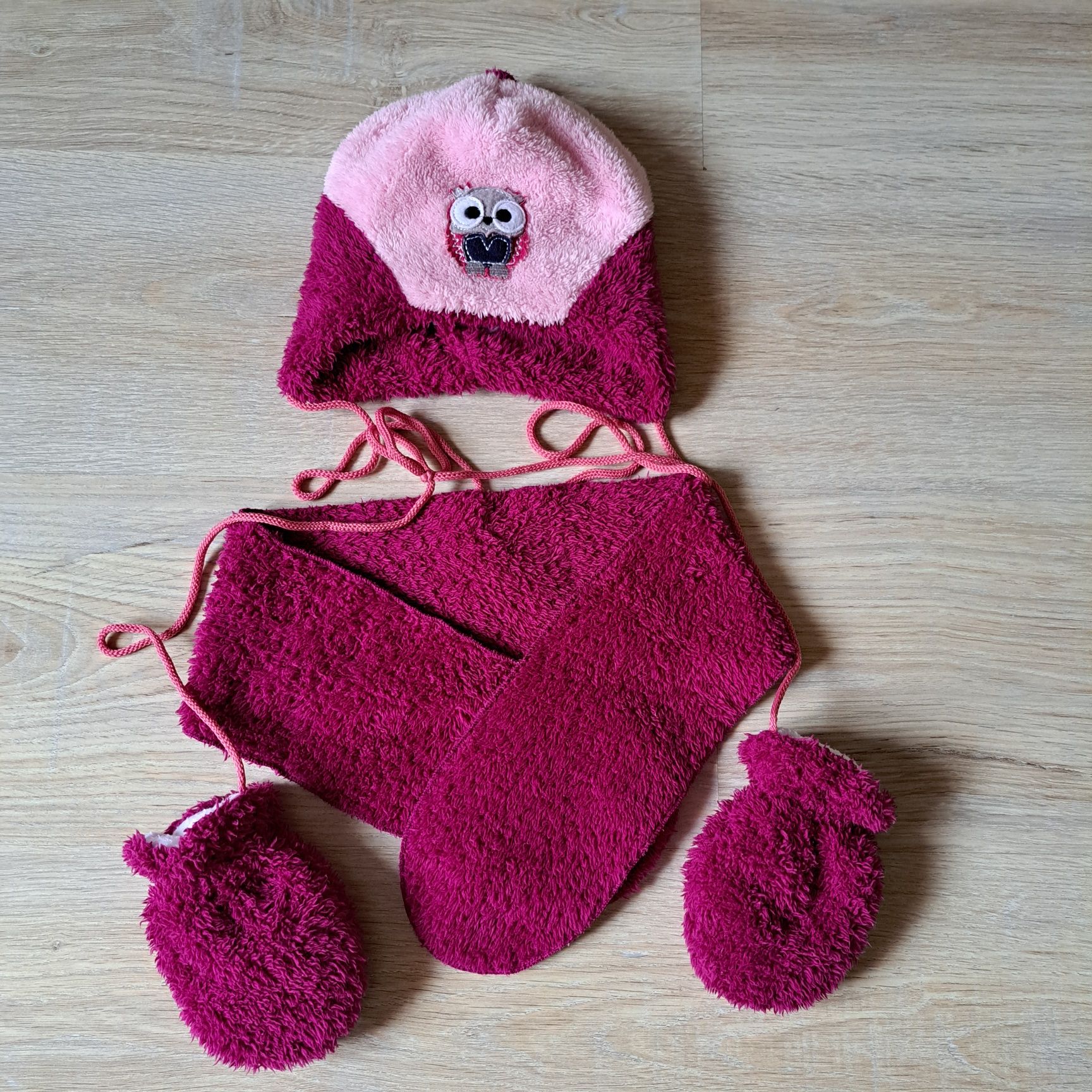 Komplet niemowlęcy zimowy czapka szalik rękawiczki