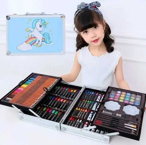 Набір для малювання 145 предметів у кейсі рожевий / блакитний