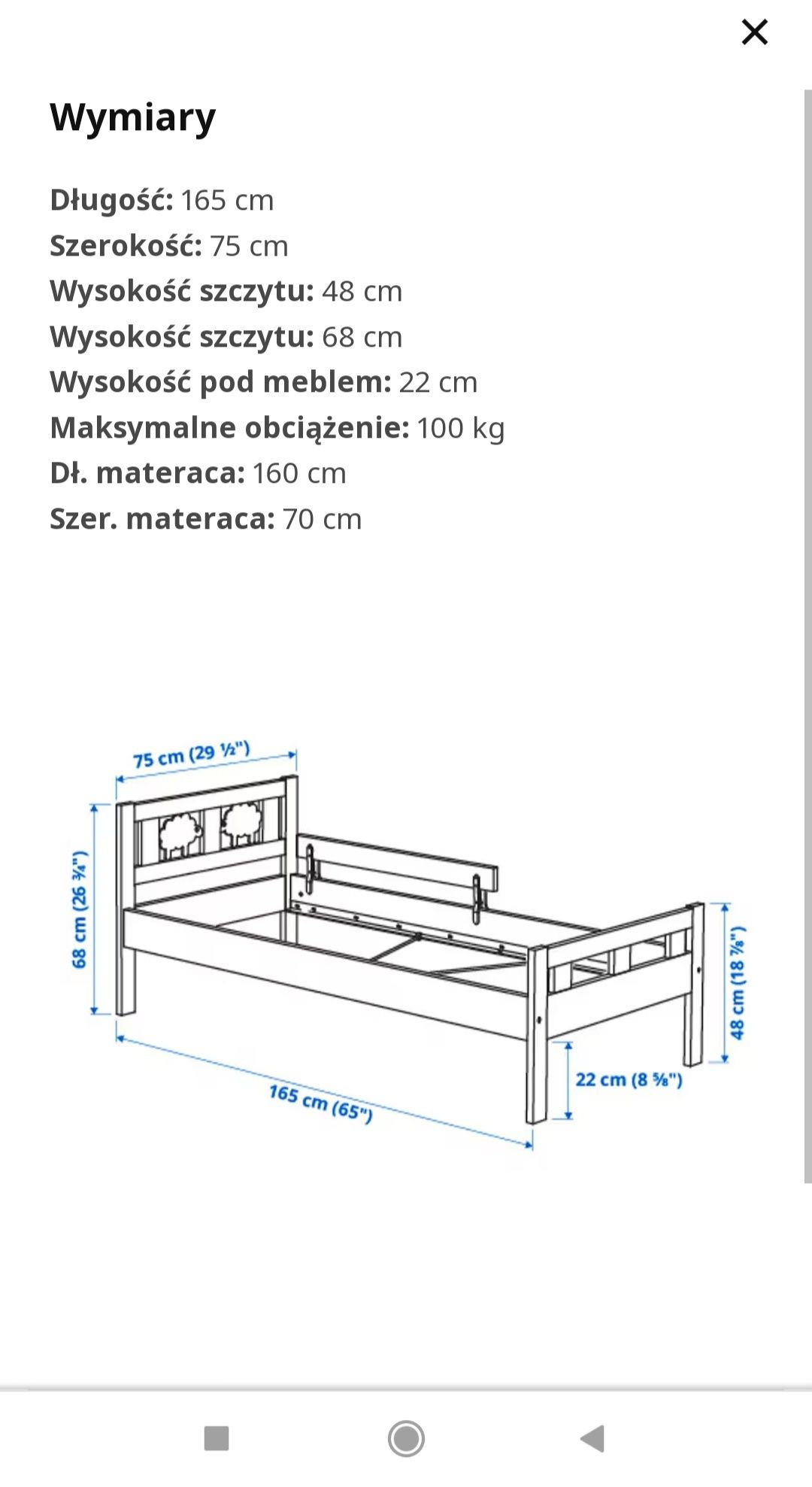 Łóżko dziecięce KRITTER Ikea 165cm x75cm Materac GRATIS
