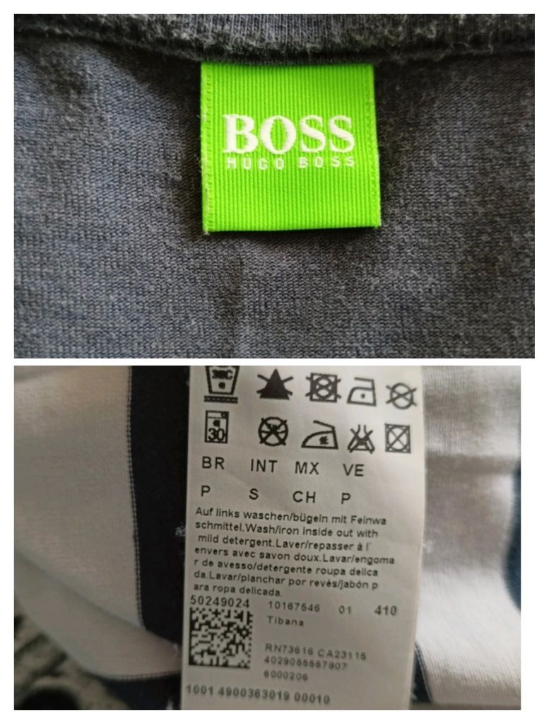 Bluzka damska Hugo Boss, koszulka z rękawem 3/4, t-shirt w paski, S/M