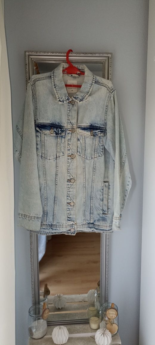Kurtka jeansowa jeans jacket house markowa z przetarciami oversize